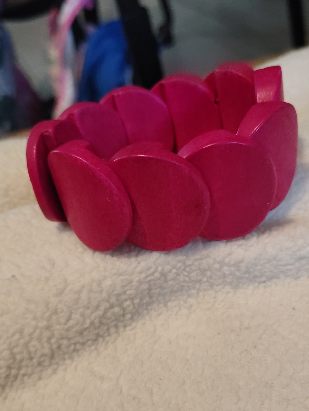 Bold Hot Pink Wooden Statement Bracelet